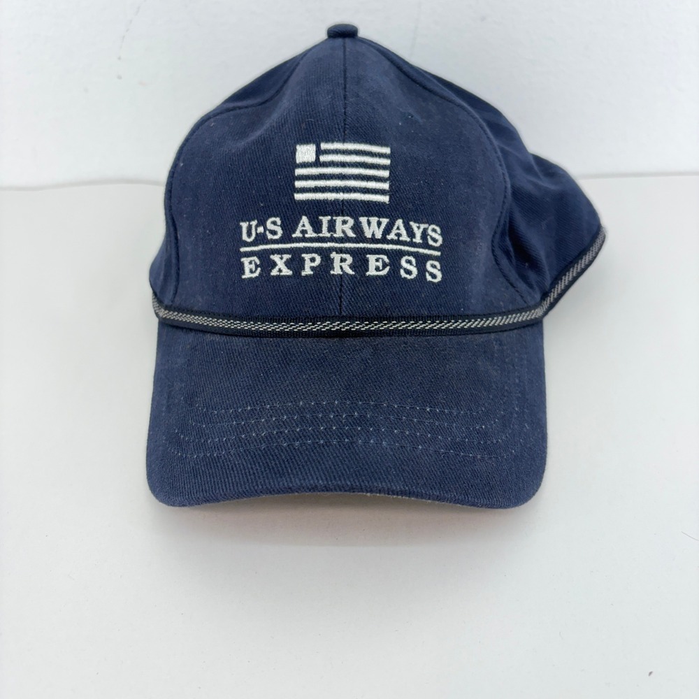 Cintas US Airways Express Navy Blue VIntage 90s Snapback Hat Cap Aviation